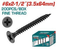 TOTAL Screw Drywall 6 X 2 1/2" Black 200PCS Box THWDS621292 Fine Thread