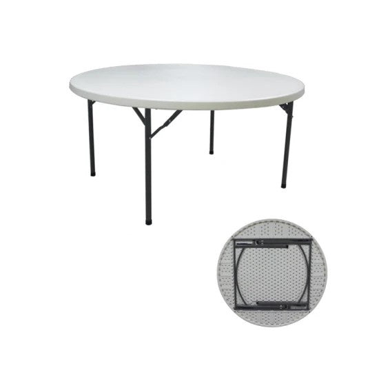 Table Folding Plastic White AC-Y150 5FT Straight Round 59" X 29"