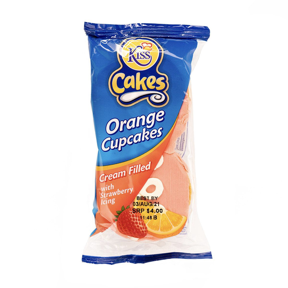 KISS Cakes Orange Cupcakes Cream Filled with Strawberry Icing 75G