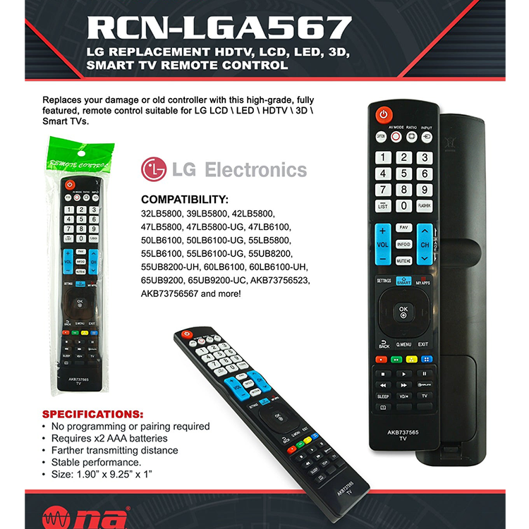 NIPPON AMERICA Remote RCN-LGA567 Lg