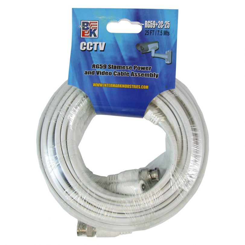 BLASTKING Security Cable 25' I-RG59+2C-25W Bnc & Power White