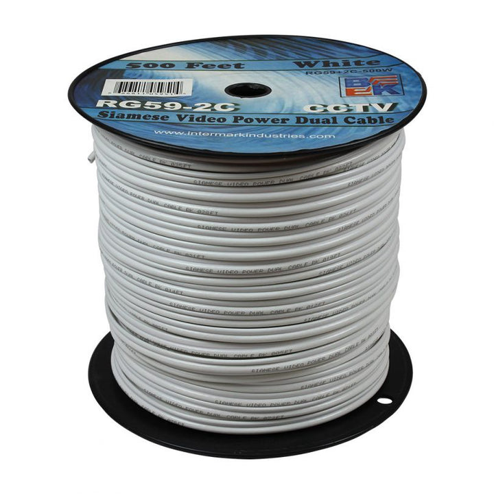BLASTKING Security Cable 500' I-RG59+2C-500W White Roll
