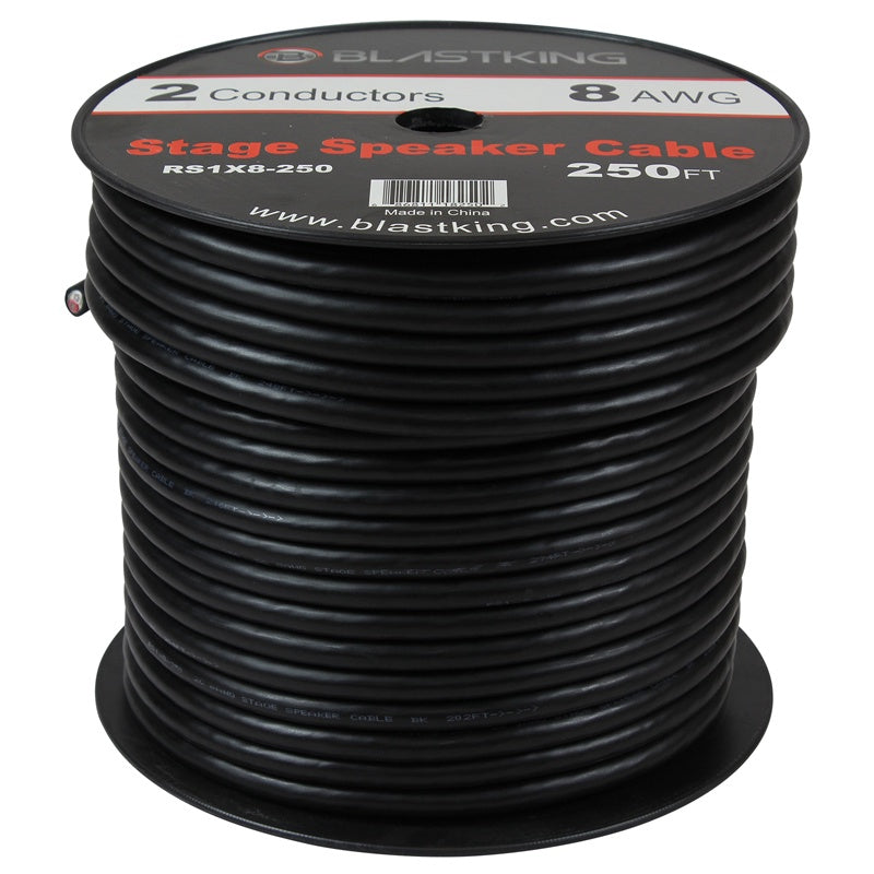 BLASTKING Stage Cable 2 Wire 8G I-RS1X8-250 2C Black Roll