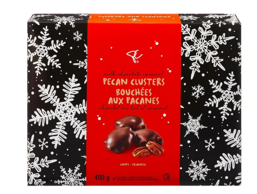 PRESIDENT CHOICE Pc Pecan Clusters Bouchees Aux Pacanes Milk Chocolate Caramel 400G