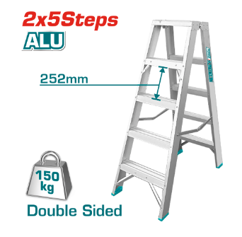 TOTAL Ladder 5 Step Aluminium THLAD01051 Double Side