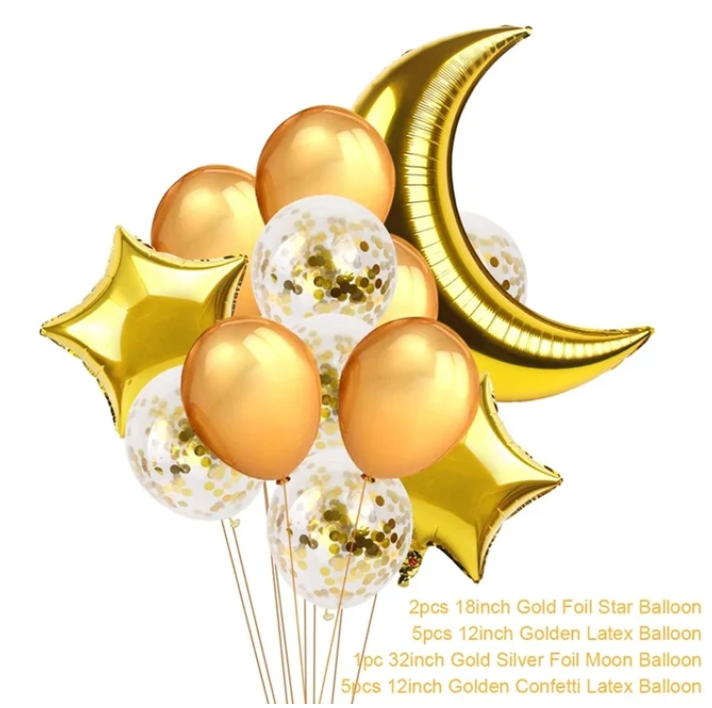 Eid / Ramadan Balloon Foil Gold Eid Mubarak Set