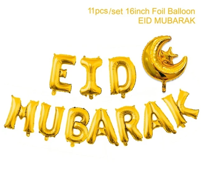 Eid / Ramadan Balloon Foil Gold Eid Mubarak Set