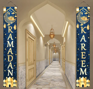 Eid / Ramadan Decor Banner Door Hanging 2PCS Blue