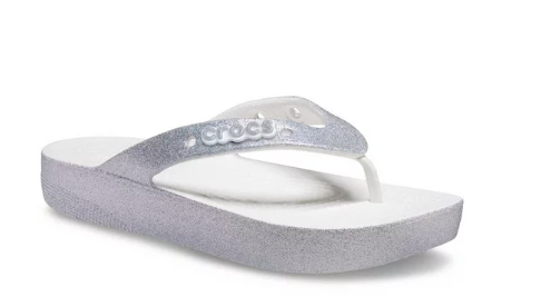 CROCS Footwear Platform Flip Flop White Glitter