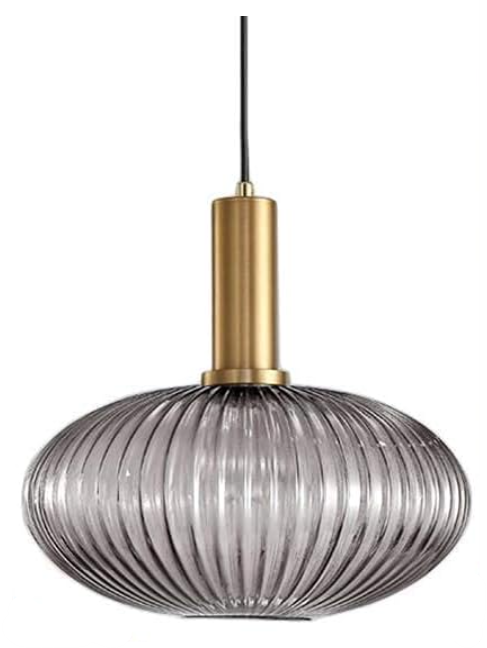 Light Fixture Pendant 1-BULB 11.8" Glass Grey LED