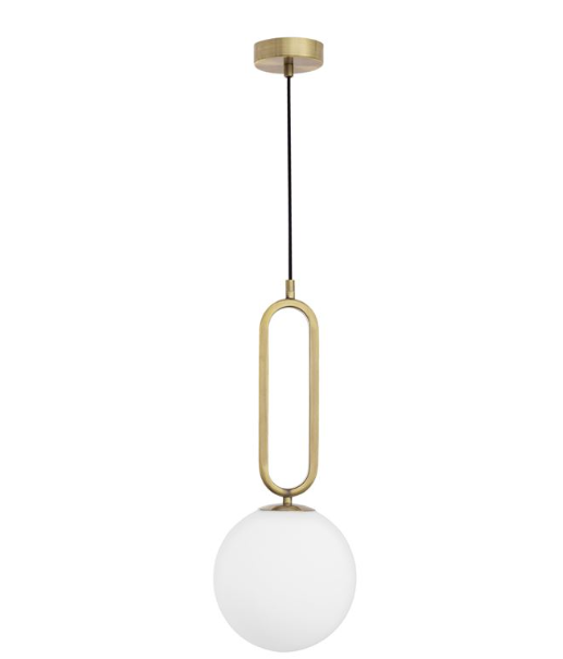 Light Fixture Pendant 1-BULB 9.8" White Glass Glob LED
