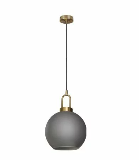 Light Fixture Pendant 1-BULB 9.8" Spherical Glass Frosted Grey LED