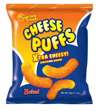 SUNSHINE SNACKS Cheese Puffs Xtra Cheesy 30G 1.1OZ