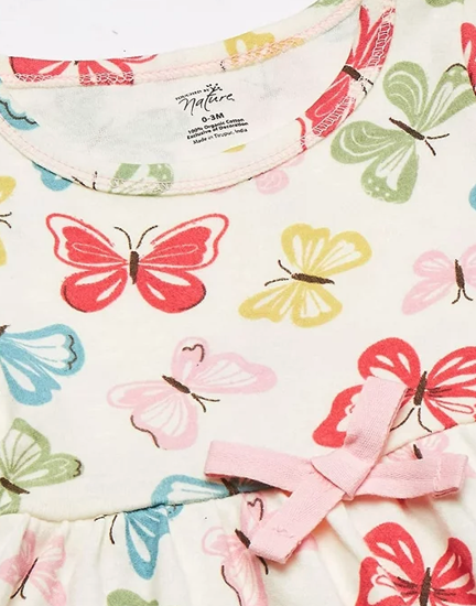 TOUCHED BY NATURE Baby Dress Touch by Nature Long Sleeve Print Butterflies 2PACK