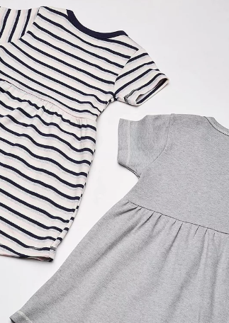 TOUCHED BY NATURE Baby Dress Touch by Nature Short Sleeve Grey / Stripe 2PACK