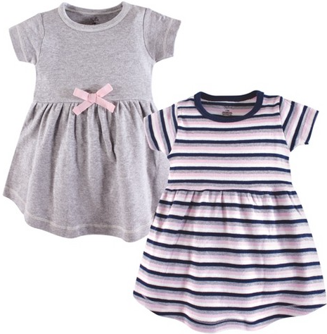 TOUCHED BY NATURE Baby Dress Touch by Nature Short Sleeve Grey / Stripe 2PACK
