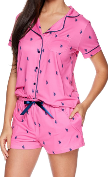 US POLO ASSN. Women PJ/LOUNGEWEAR Set Us Polo Shorts PINK/BLUE Stripe