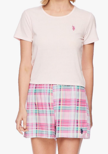 US POLO ASSN. Women PJ/LOUNGEWEAR Set Us Polo Shorts Baby Pink