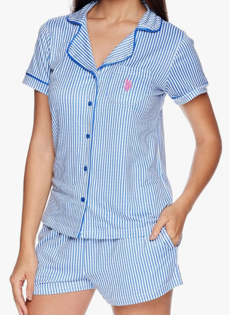 US POLO ASSN. Women PJ/LOUNGEWEAR Set Us Polo Shorts PINK/BLUE Stripe