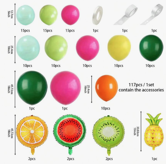 Party Decor Kit Balloon Fruit Multicolor 117PCS