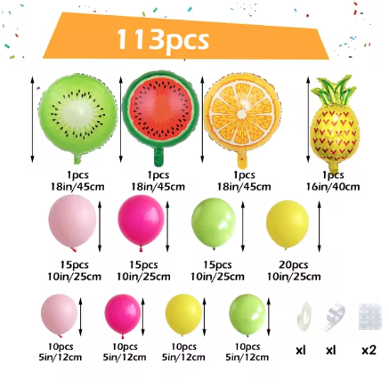 Party Decor Kit Balloon Hawaiian 113PCS