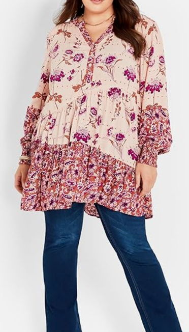 AVENUE Shirt Tunic Plus Cynthia Brown / Blue