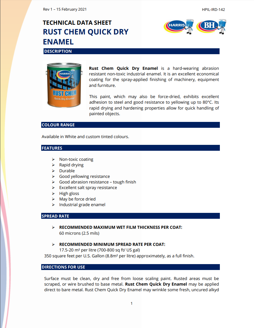 HARRIS Paint Rust Chem Quick Dry Enamel White 1 Gal