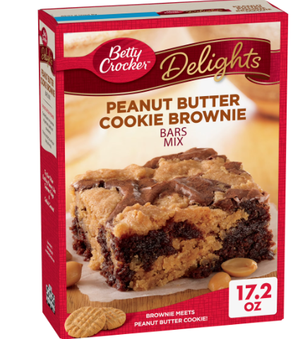 BETTY CROCKER Brownie Mix Delights Peanut Butter Cookie Brownie Bar 17.2OZ.