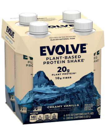 EVOLVE Supplement Protein Shake Plant Based 4PACK Vanilla