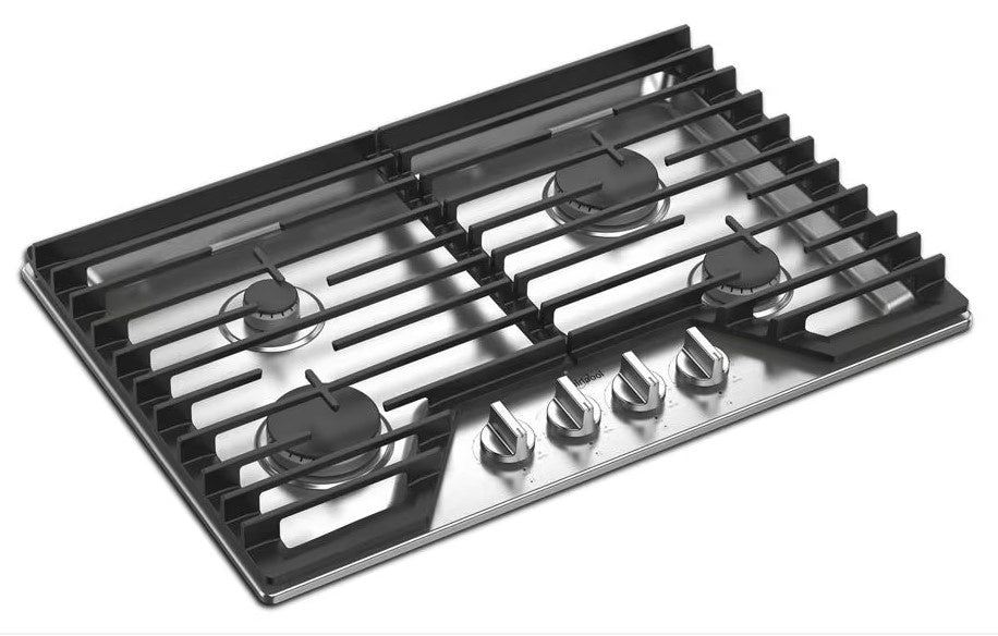 WHIRLPOOL Stove 4 Burner WCGK5030PS 30" Gas Cooktop Cast Iron