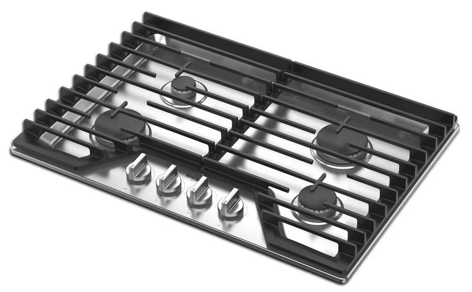 WHIRLPOOL Stove 4 Burner WCGK5030PS 30" Gas Cooktop Cast Iron