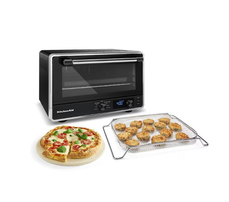 KITCHENAID Air Fryer & Pizza Stone KCO128CU Digital Countertop Oven Matte Black 1Y
