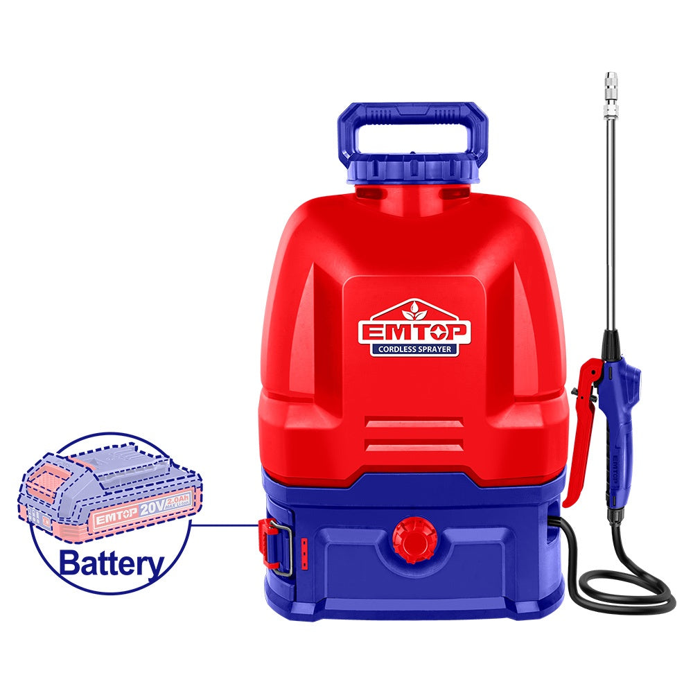 EMTOP Spray Can Knapsack ESPLI2016 16L Sprayer 20V LITHIUM-ION