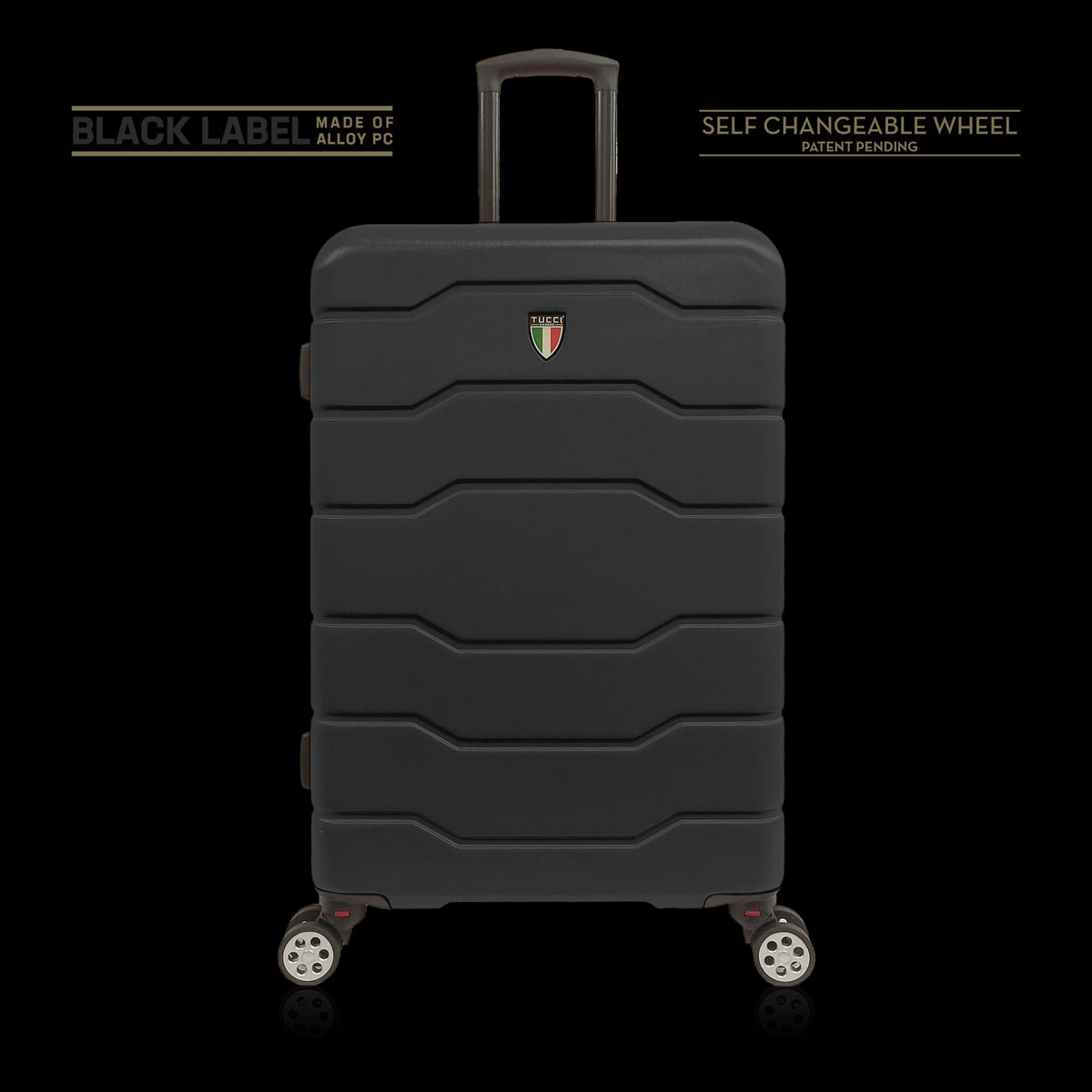 TUCCI ITALY Luggage Suitcase Carry on 18" Il Cammino T0126-18IN-BLK ABS Hard Cover 4 Wheel Black