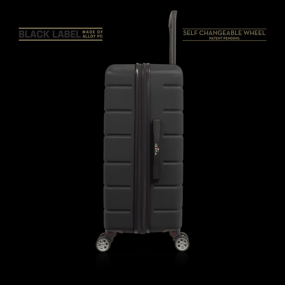TUCCI ITALY Luggage Suitcase Carry on 18" Il Cammino T0126-18IN-BLK ABS Hard Cover 4 Wheel Black
