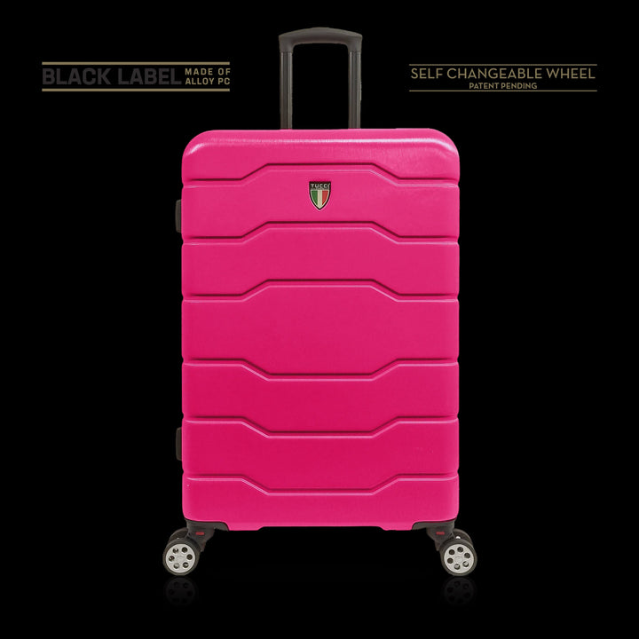 TUCCI ITALY Luggage Suitcase Carry on 18" Il Cammino T0126-18IN-FSH ABS Hard Cover 4 Wheel Fushia