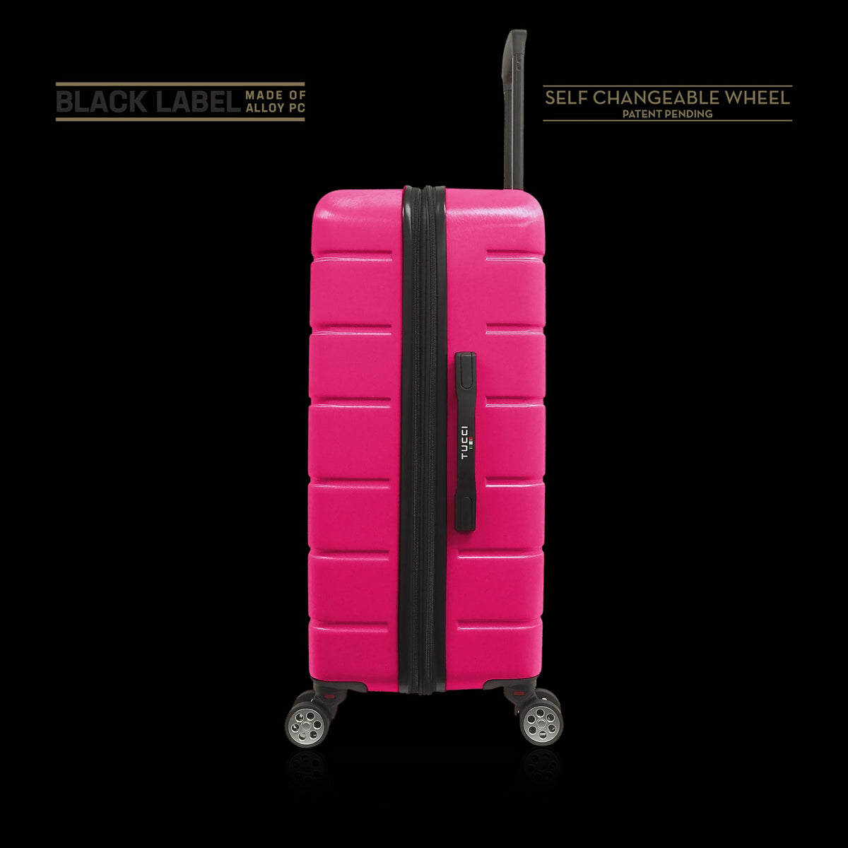 TUCCI ITALY Luggage Suitcase Large 30" Il Cammino T0126-30IN-FSH ABS Hard Cover 4 Wheel Fushia