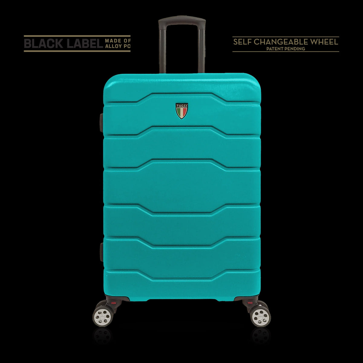 TUCCI ITALY Luggage Suitcase Carry on 18" Il Cammino T0126-18IN-TEL ABS Hard Cover 4 Wheel Teal