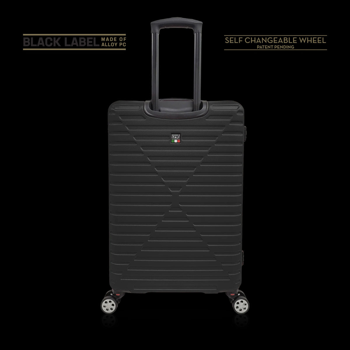TUCCI ITALY Luggage Suitcase Medium 26" Carina T0129-26IN-BLK ABS Hard Cover 4 Wheel Black