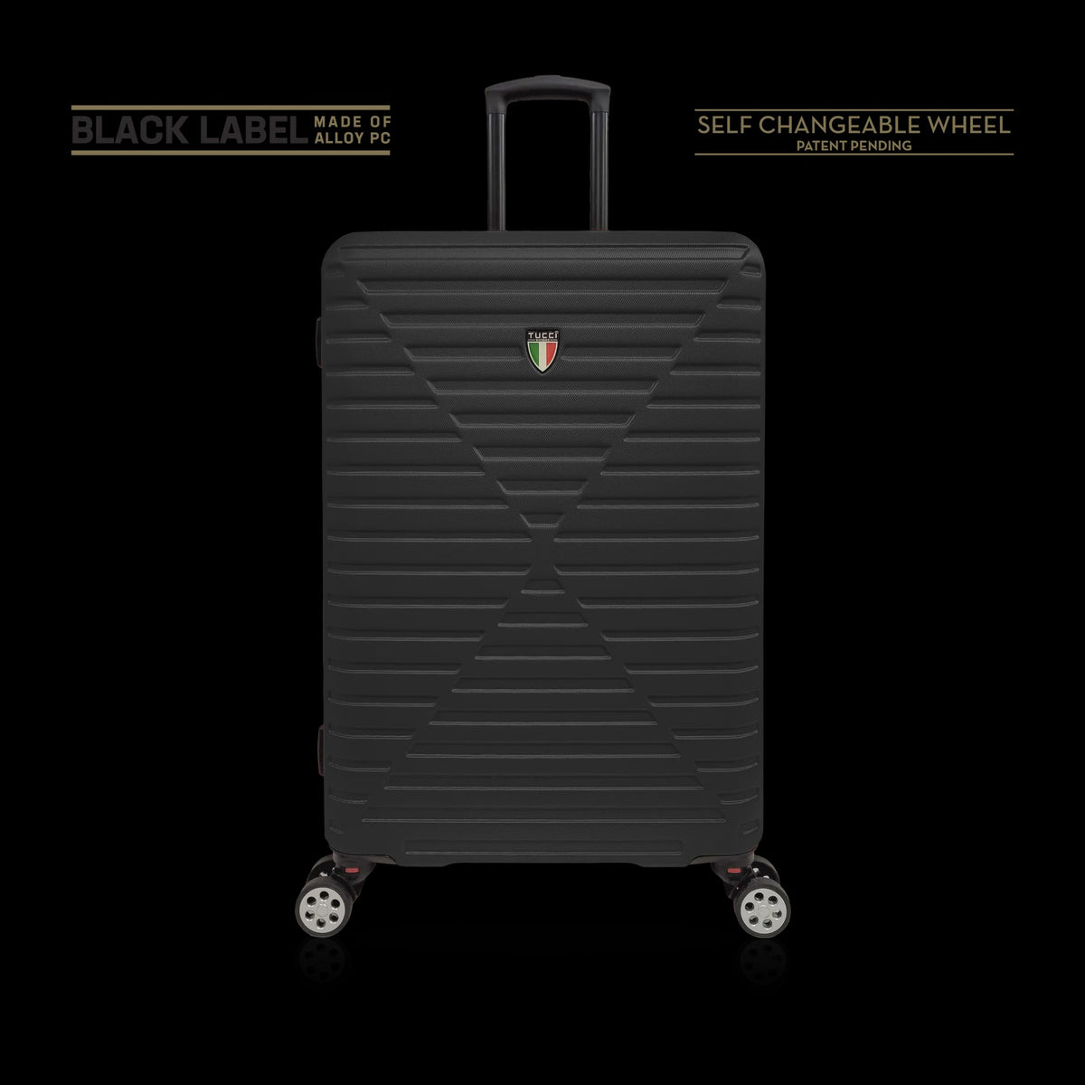 TUCCI ITALY Luggage Suitcase Large 30" Carina T0129-30IN-BLK ABS Hard Cover 4 Wheel Black