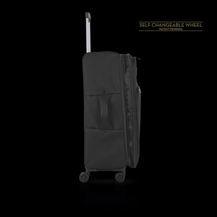 TUCCI ITALY Luggage Suitcase Large 28" Diviso T0357-28IN-BLK Fabric 4 Wheel Spinner Black