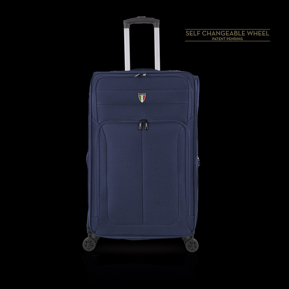 TUCCI ITALY Luggage Suitcase Carry on 18" Diviso T0357-18IN-NBLU Fabric 4 Wheel Spinner Navy Blue