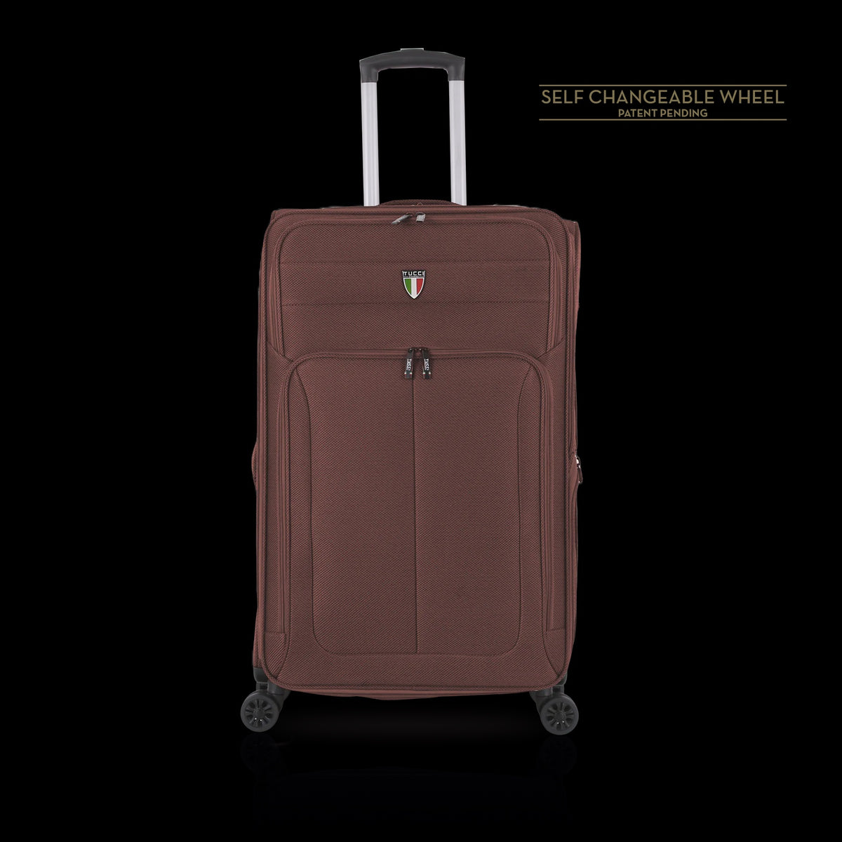 TUCCI ITALY Luggage Suitcase Large 28" Diviso T0357-28IN-BRN Fabric 4 Wheel Spinner Brown