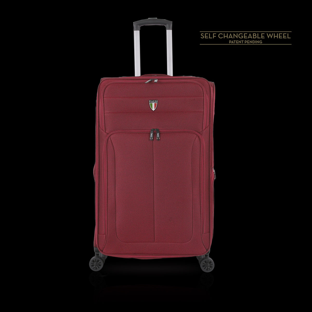 TUCCI ITALY Luggage Suitcase Large 28" Diviso T0357-28IN-RED Fabric 4 Wheel Spinner Red