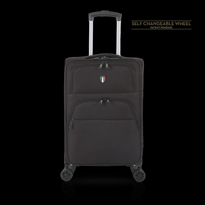 TUCCI ITALY Luggage Suitcase Carry on 20" Volo T0360-20IN-BLK Fabric 4 Wheel Spinner Black