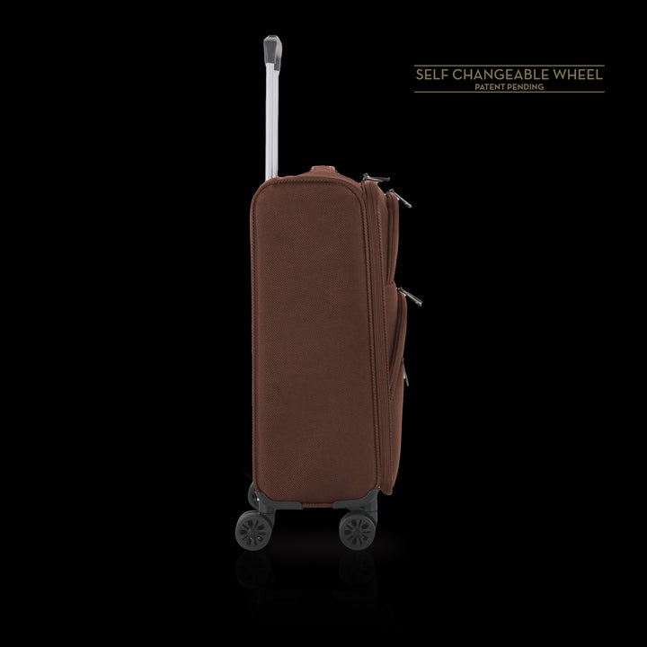 TUCCI ITALY Luggage Suitcase Carry on 20" Volo T0360-20IN-BRN Fabric 4 Wheel Spinner Brown