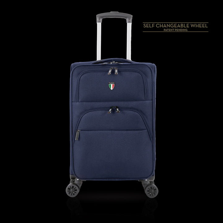 TUCCI ITALY Luggage Suitcase Medium 26" Volo T0360-26IN-NBLU Fabric 4 Wheel Spinner Navy Blue