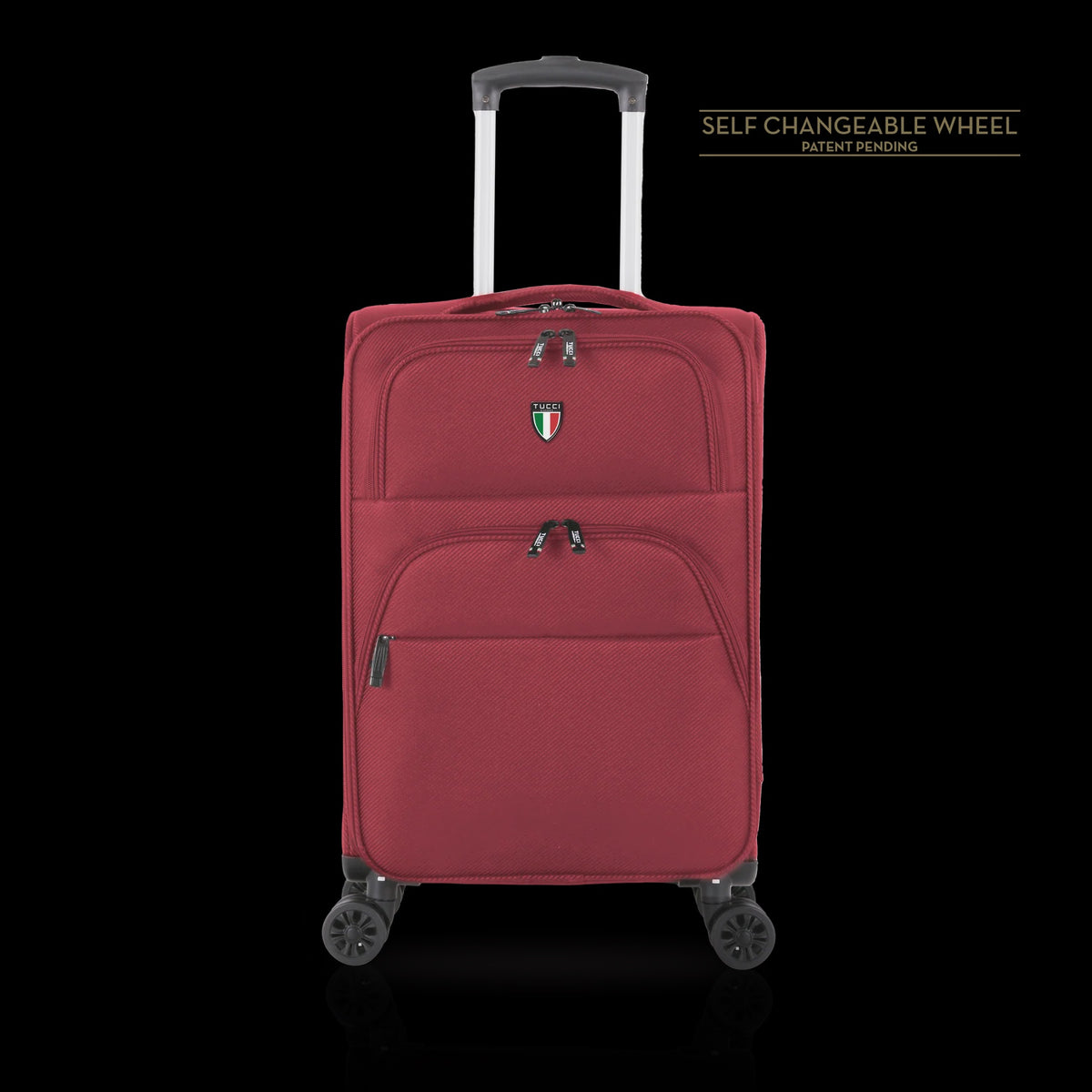TUCCI ITALY Luggage Suitcase Medium 26" Volo T0360-26IN-RED Fabric 4 Wheel Spinner Red