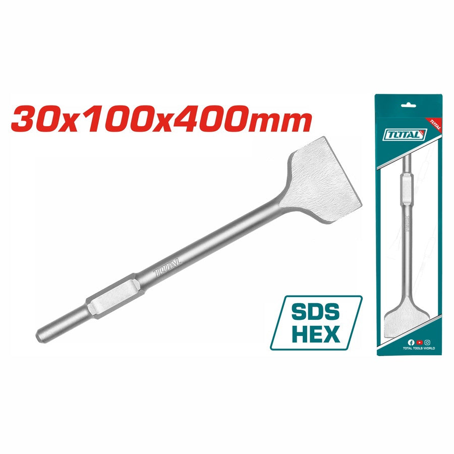 TOTAL Bit Jack Hammer TAC15333013 Sds Hex Wide Chisel 30MM
