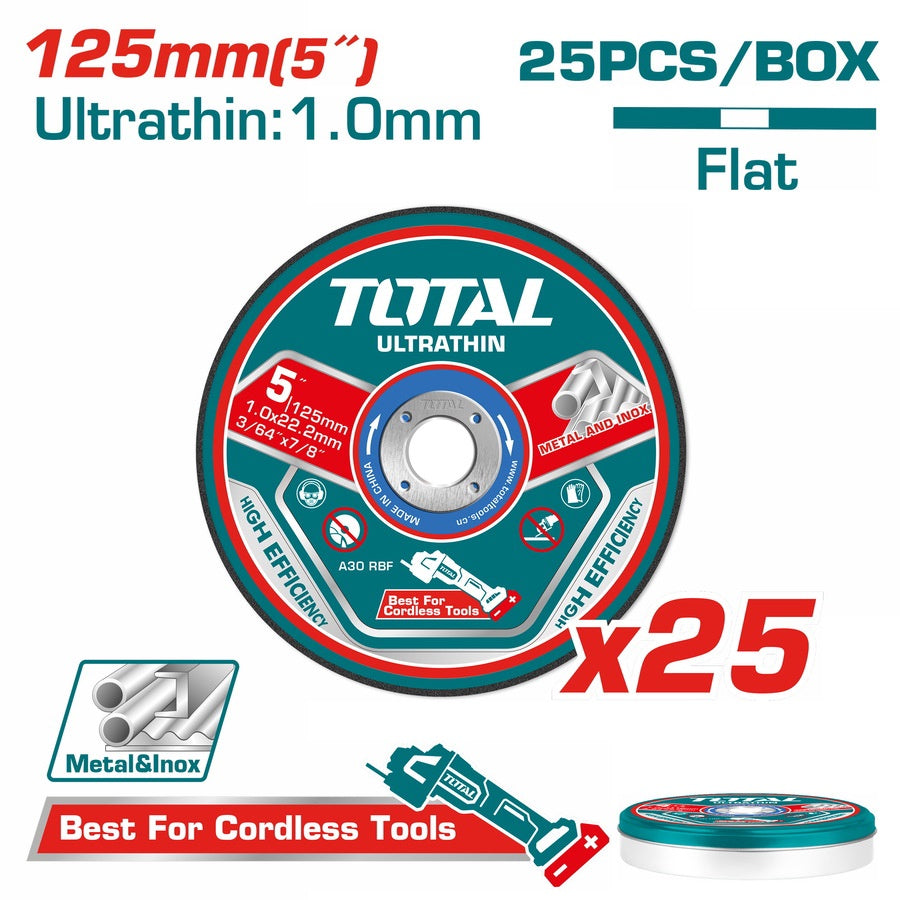 TOTAL Disc 4 1/2" TAC21012525 25PCS Tin Metal and Stainless Steel Cutting